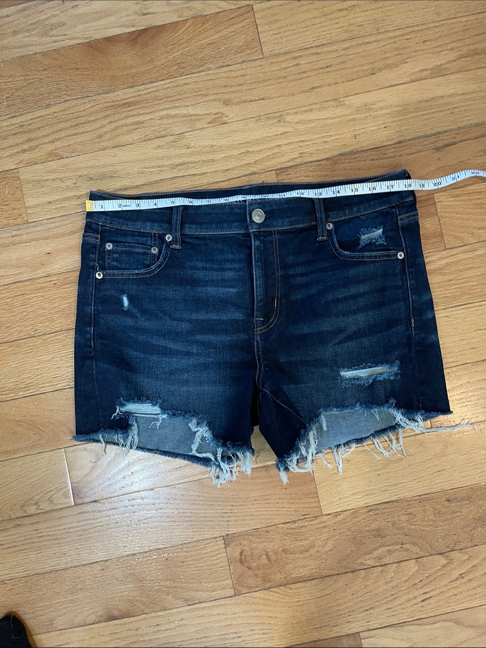 American Eagle Outfitters Dark Indigo Distressed Denim Cutoff Shorts
